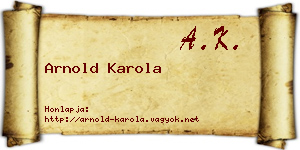 Arnold Karola névjegykártya